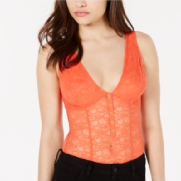 coral lace bodysuit